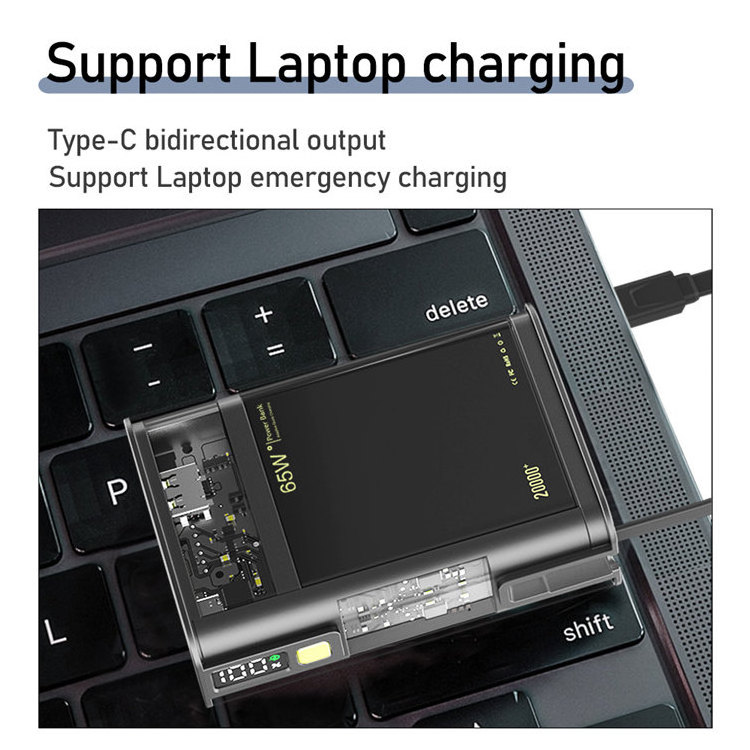 2023 New Powerbank 20000 mAh 65W PD Fast Charging Power Bank For Laptop iPad iPhone Samsung Xiaomi Cell Phone Portable Charger