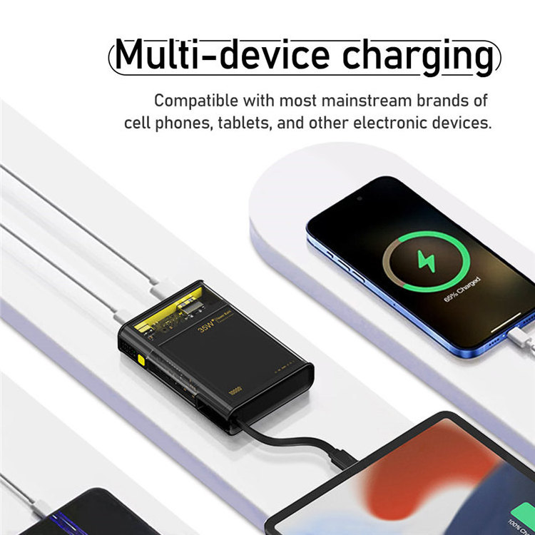 35W PD 22.5W 20W QC3.0 Fast Charging Transparent 10000mAh New Design Power Bank With Output 27W With Cable Portable Power Pack