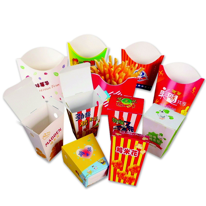 Custom Printed Paper Boxes for  Snacks Set Includes Hamburger Burger Fast Food French Fries Fried Chicken Wing Packaging