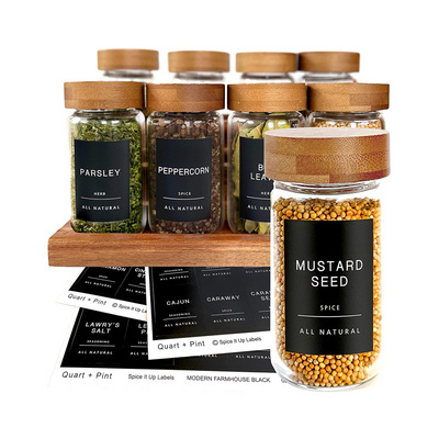 Spice Jar Labels Preprinted Minimalist Stickers Fit Round or Rectangle Spice Jars - Herb Seasoning Kitchen Pantry Labels