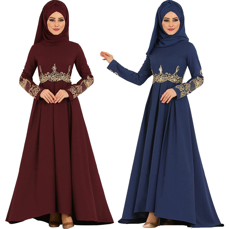 New three-dimensional embroidery maxi dress ladies muslim ethnic wear turkey dresses robe muslim ethnic caftan