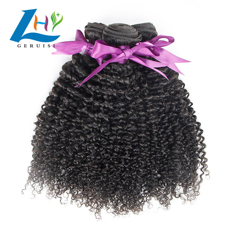 Afro kinky curly natural virgin brazilian human hair bundles with closure