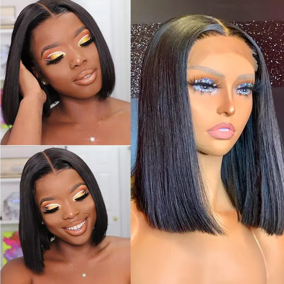 Glueless Bob Hd Lace front Wigs 100% Virgin Human Hair, Brazilian Hd Lace Frontal Wig Human Hair, Women Lace Wig Natural Hair