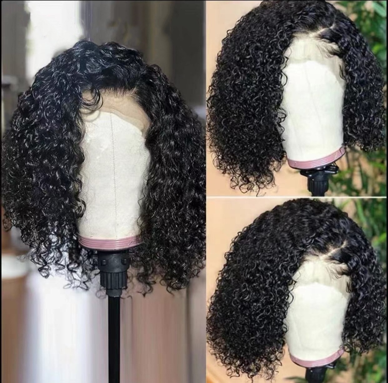 Short Brazilian Curly Bob 4x4 HD Lace Closure Wigs 150% Density Pixie Curly Glueless Lace Closure Front Wigs For Black Woman