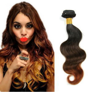 Hot selling 3 tone Ombre human hair T1b 4 30 Virgin Brazilian body wave human hair weave bundles with closure