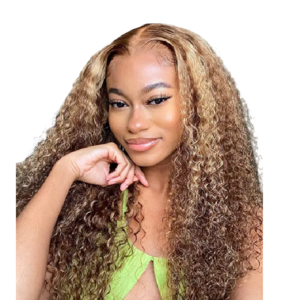 Factory price Highlight curly human hair HD lace frontal wigs Cheap Brazilian human hair piano color lace front wig Vendors