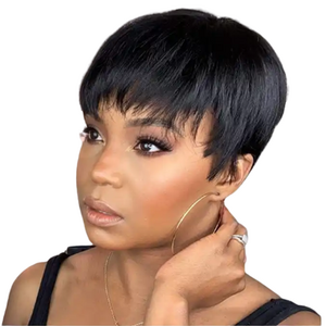 Wholesale Short Pixie Cut Human Hair Ladies Wigs for Black Women Machine Made Natural Cheap Glueless Non Lace Wigs Human Hair