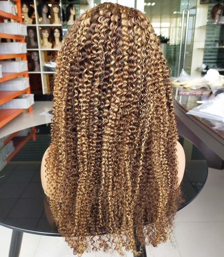 Factory price Highlight curly human hair HD lace frontal wigs Cheap Brazilian human hair piano color lace front wig Vendors