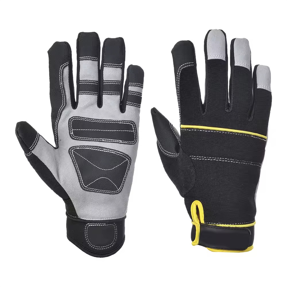 Custom Made Mechanic Pu Leather Work Gloves Sport Safety Industrial Mechanical Work Gloves Flex Extra Grip Construction Work