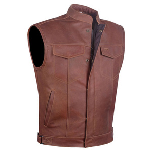 Factory direct sales winter leather vest work custom puffer vest utility motorcycle fur men vest