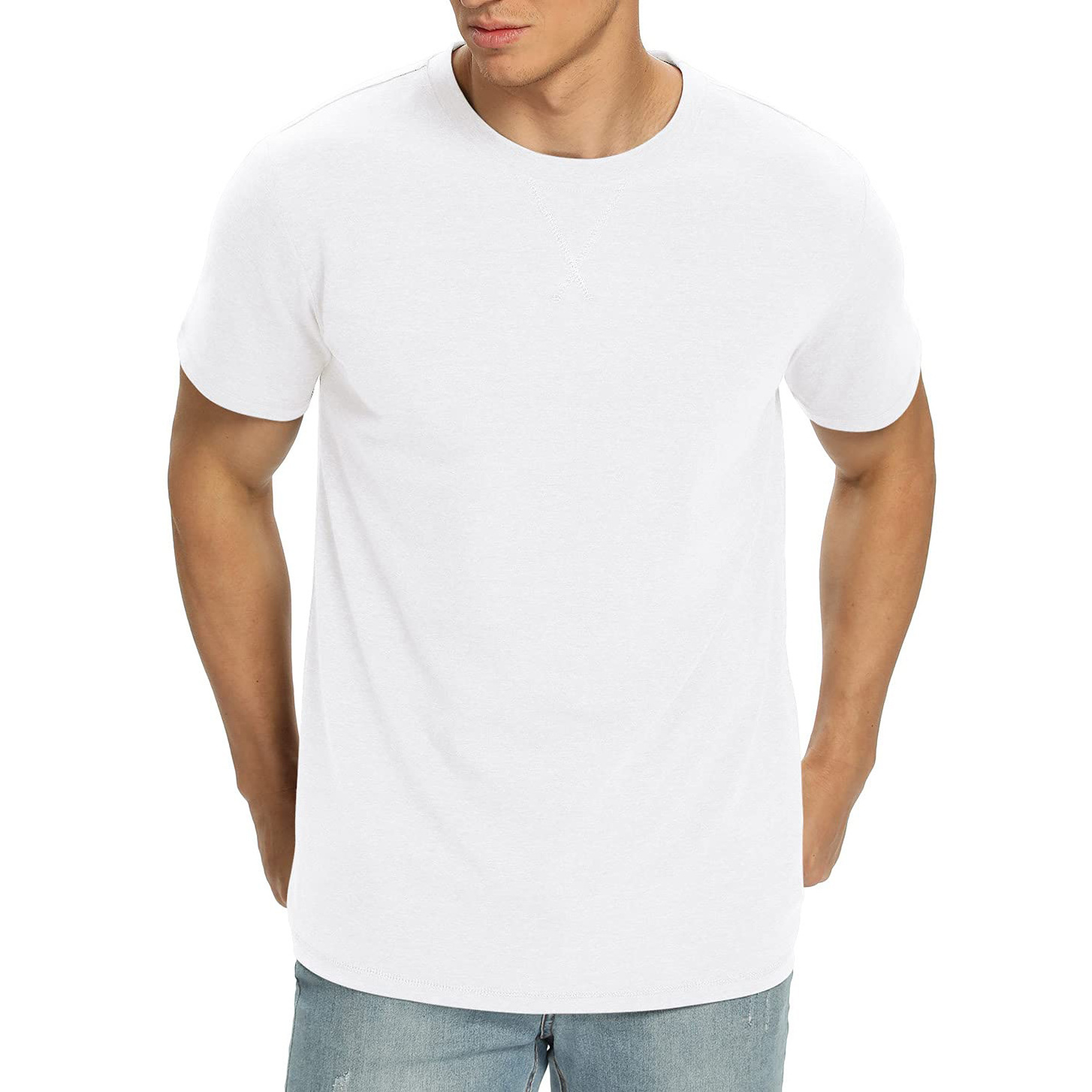 New Fashion 2023 V Neck T Shirt for Men Low Cut Neck Top Tees Tail Short Sleeve Male Cotton Casual Style T shirt men