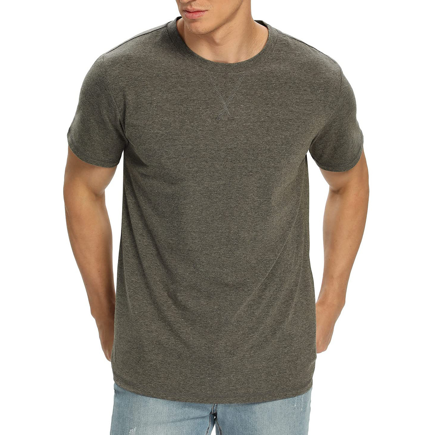 New Fashion 2023 V Neck T Shirt for Men Low Cut Neck Top Tees Tail Short Sleeve Male Cotton Casual Style T shirt men