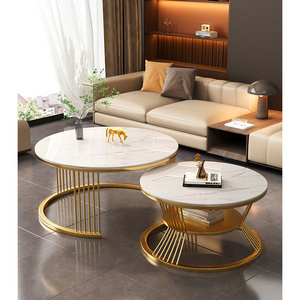 Minimalist Metal coffee table room furniture Round Living Room Center Marble Luxury Nesting Coffee Table Set