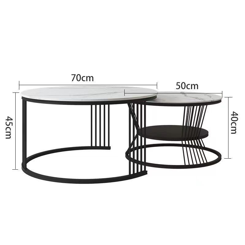 Minimalist Metal coffee table room furniture Round Living Room Center Marble Luxury Nesting Coffee Table Set