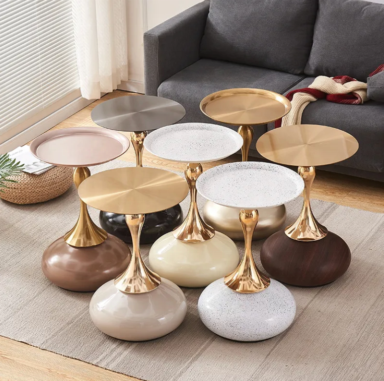 2024 Unique Side Table Set Modern Bedroom Living Room Sofa End Table Modern Bedside Small Coffee Table With Metal Frame