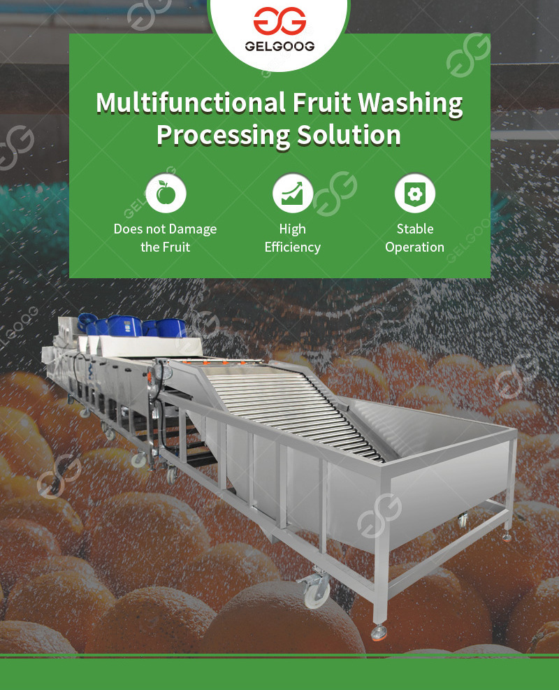 3T/H Bubble Fruit Washer Grading Line Orange Wash Dryer Cleaning And Sorting Apple Cleaner Drying Waxing Mango Washing Machine