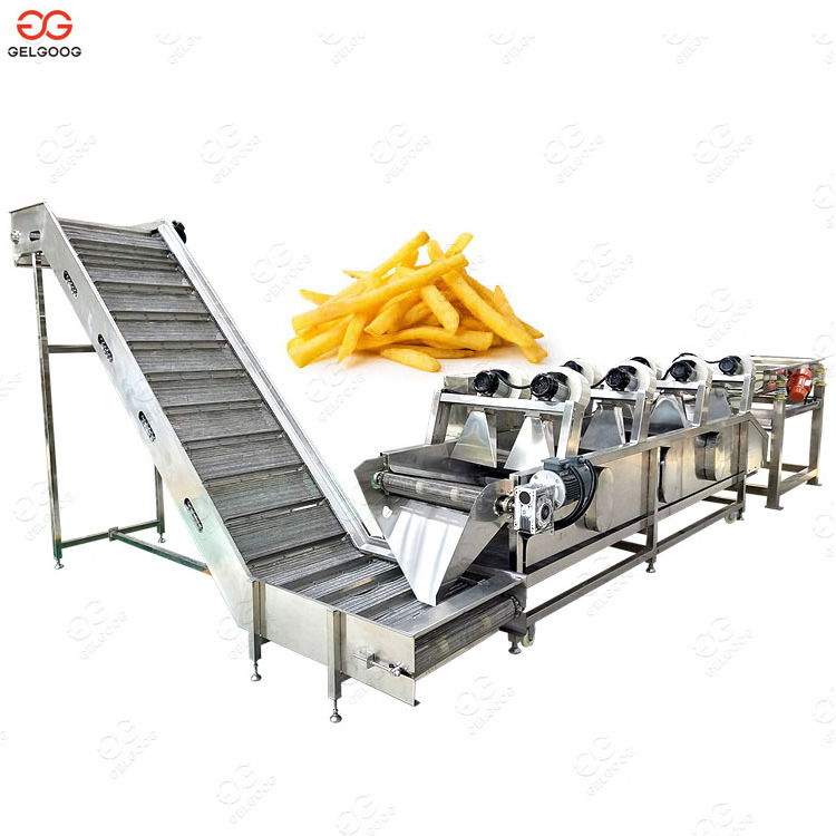 Frites Surgeler Making Machinery Frozen Potato Flakes Finger Surgeler Chips Frying Production Line Potato French Fries Machine