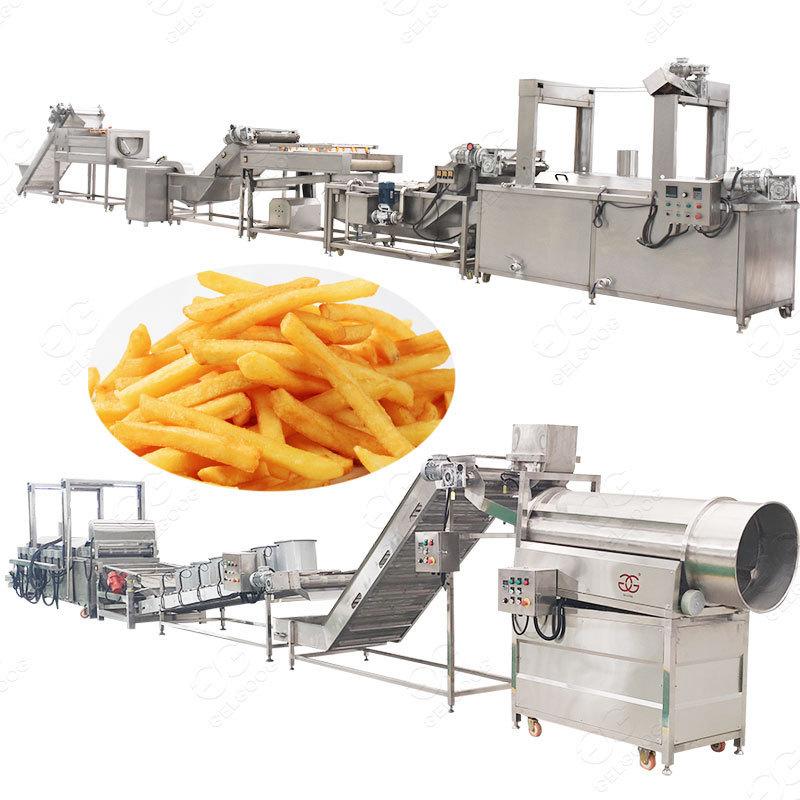 Frites Surgeler Making Machinery Frozen Potato Flakes Finger Surgeler Chips Frying Production Line Potato French Fries Machine