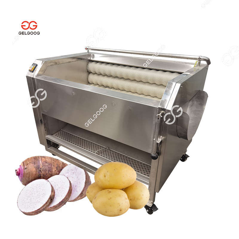 200Kg/H Automatic Brush Root Vegetable Peeling Slicing Production Line Equipment Potato Washing And Cleaning Machine