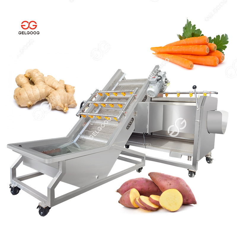 Automatic Fish Garlic Apricot Prune Peach Kiwi Equipment To Washing Sorting Fruit Flat Brush Potato Cleaning Machine