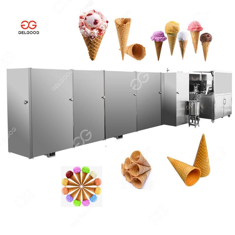 Industrial Fully Automatic Crispy Waffle Sugar Cone Making Machine Price Rolled Ice Cream Cone Production Line