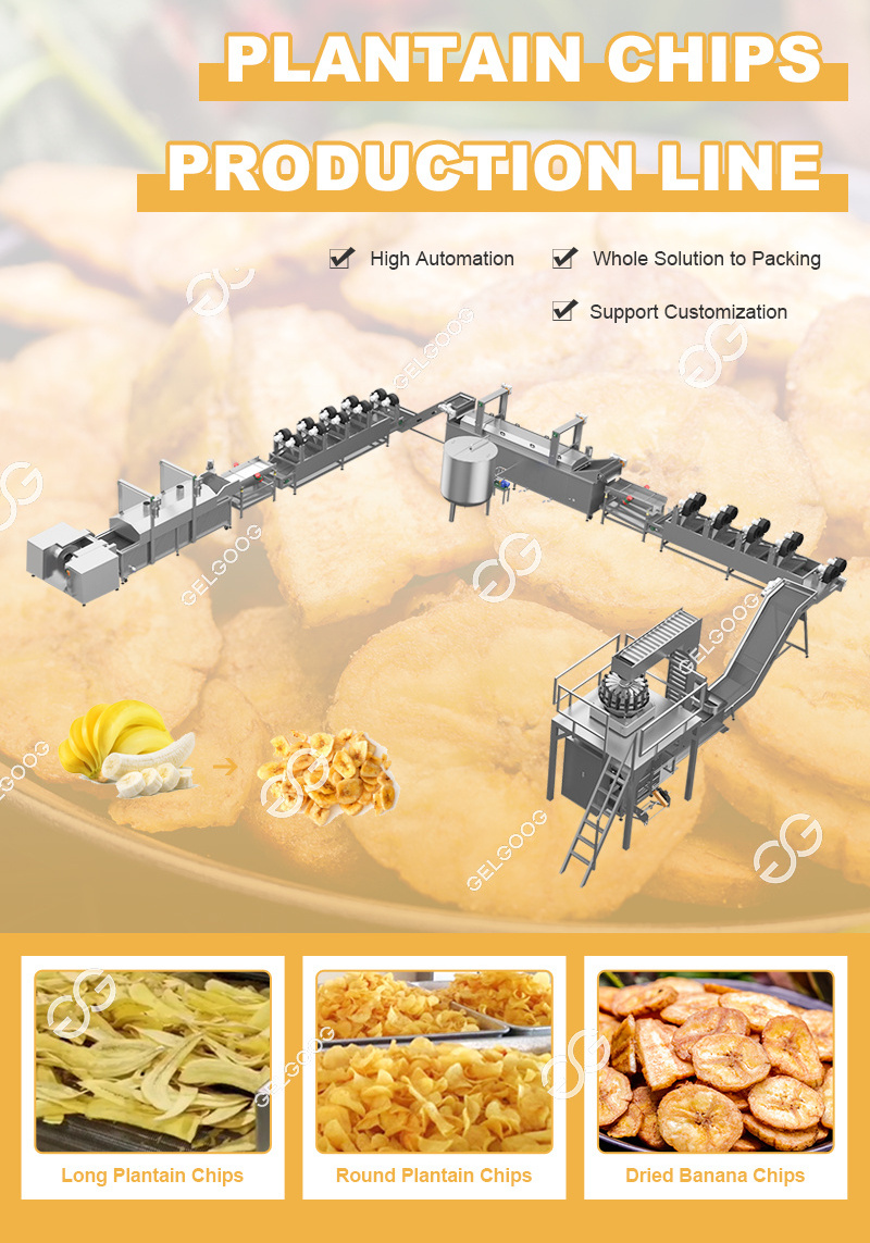 Gelgoog Plantain Chips Slicer And Frying 100Kg Plantain Chips Machine from China