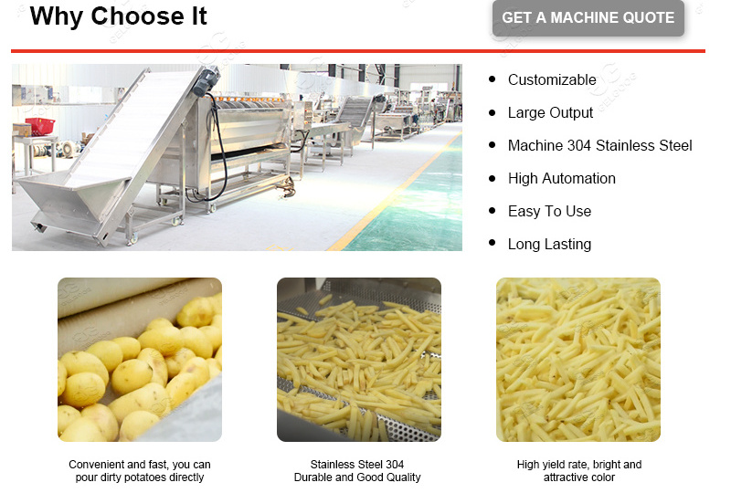 Automatic Potato Chips Production Line Frozen French Fries Making Machine