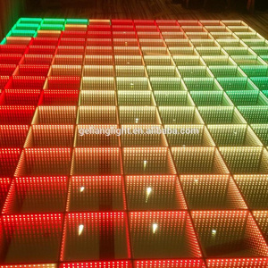 Disco light up laminate dance floor portable stage lighting for party event 3D led dance floor infinity mirror surface