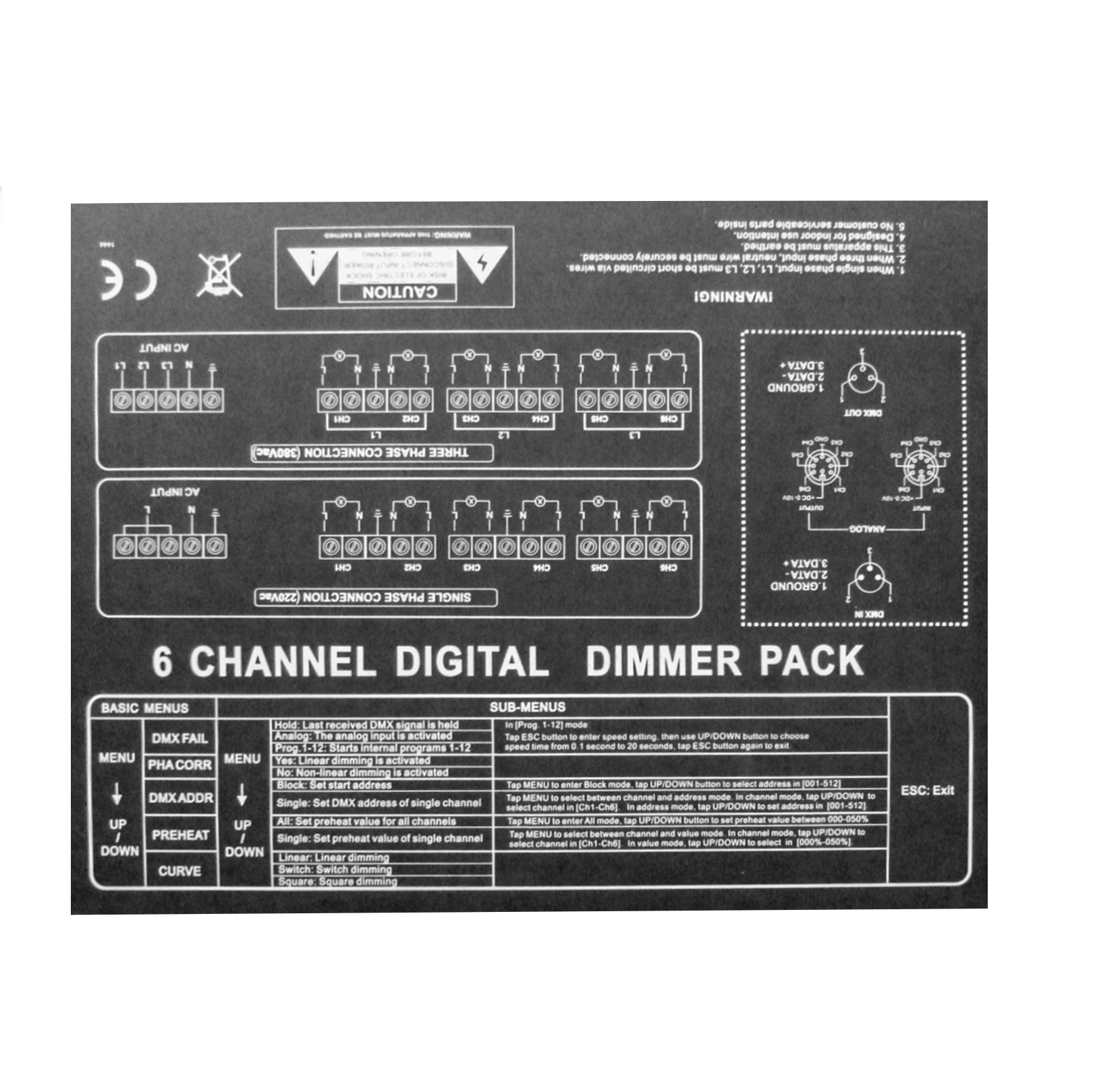 6 Channel digital Dimmer Pack DMX 512 Console Stage Light