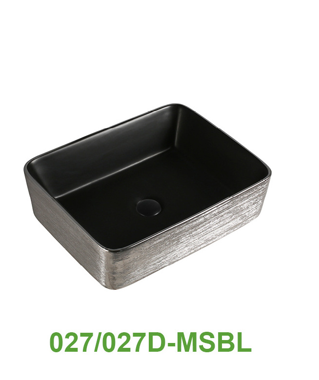 sanitary ware handmade line golden color washroom ceramic sinks art basin counter top wash basin