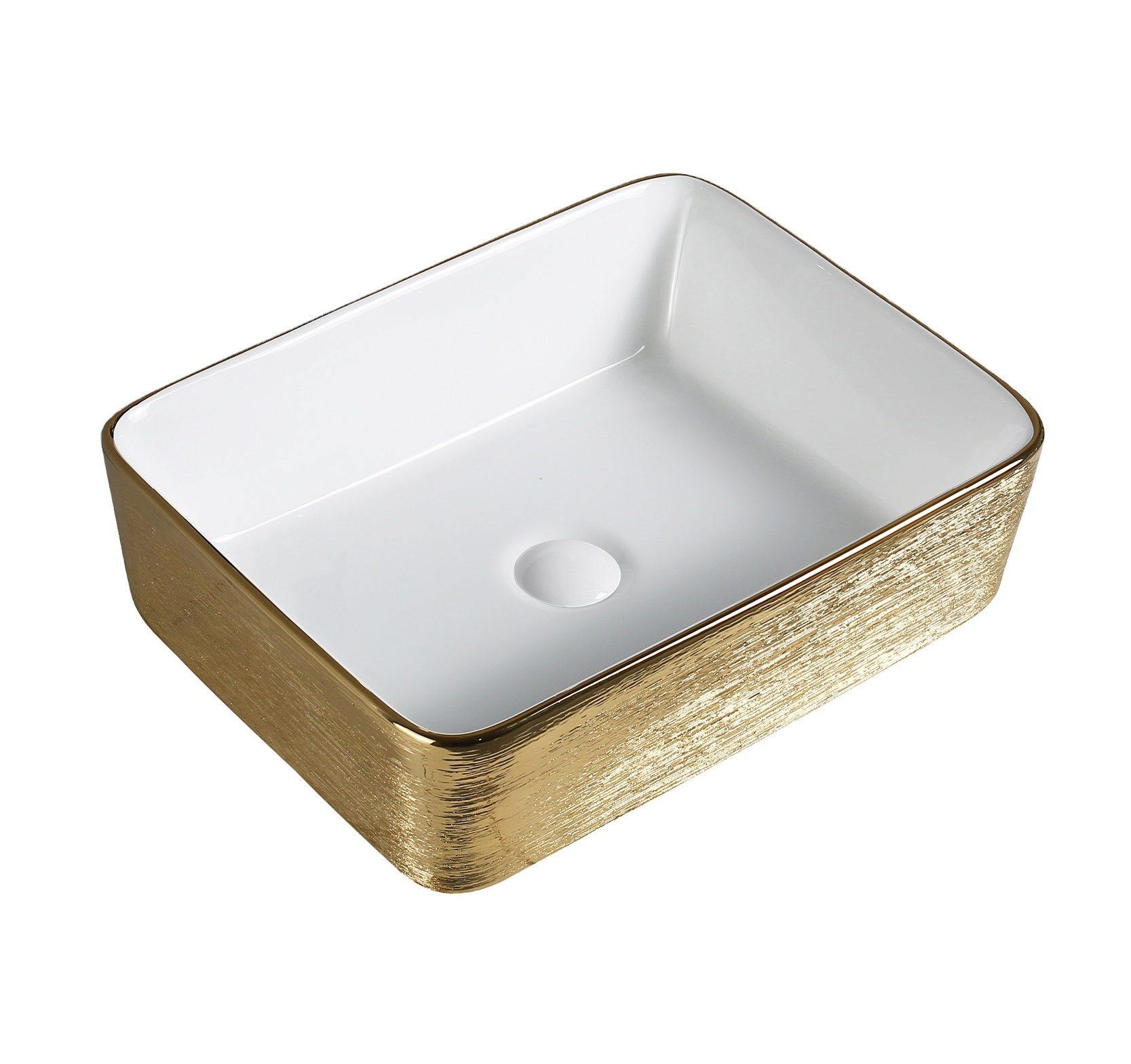 sanitary ware handmade line golden color washroom ceramic sinks art basin counter top wash basin