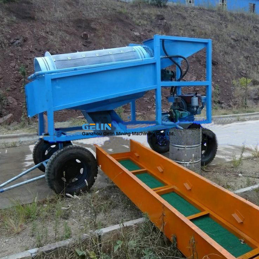 Small Scale Gold Mining Equipment Trommel Screen with Sluice Box Carpet Washing Machine