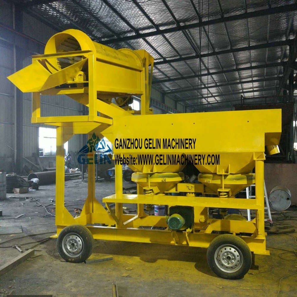 New modular mobile type small gold diamond gem washing plant integrated with hopper trommel screen and jig