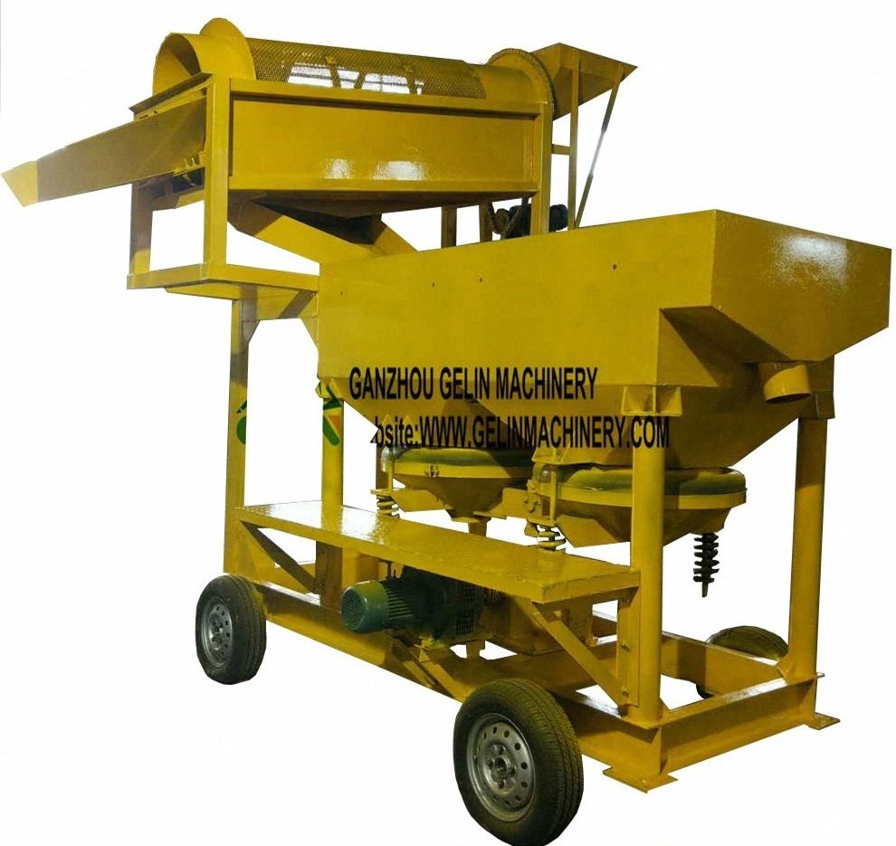 New modular mobile type small gold diamond gem washing plant integrated with hopper trommel screen and jig