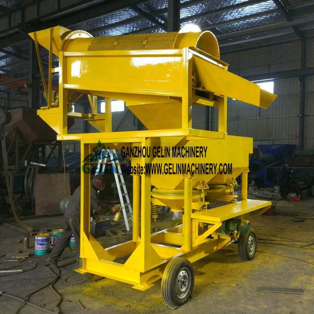 New modular mobile type small gold diamond gem washing plant integrated with hopper trommel screen and jig