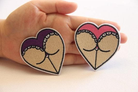 Sexy Patch Ass Embroidery Iron On Applique,Embroidered Heart Patch Supplies for Coat,T-Shirt,Jeans,Decorative Iron on Patches