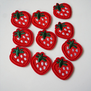 Wholesale Custom Small Red Strawberry patch Embroidered fruit patch Applique Iron on Cool Kids Patch badges