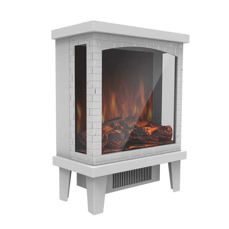 Portable electric fireplace heater with three view LED flame