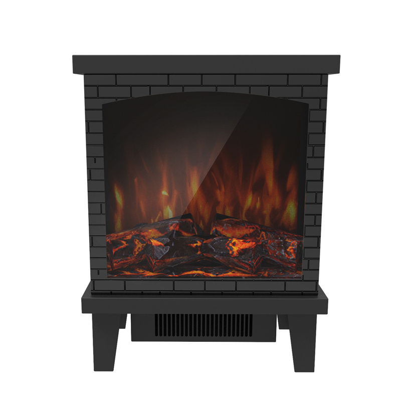 Portable electric fireplace heater with three view LED flame