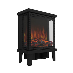 Portable electric fireplace heater with three view LED flame