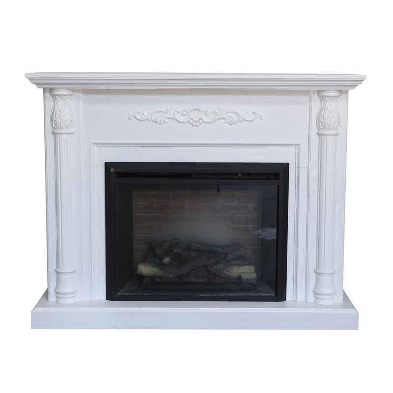 2023 Hot models Classic wooden fireplace  mantle 50-inch white electric fireplace Remote Control  Led Light Real Flame Effect