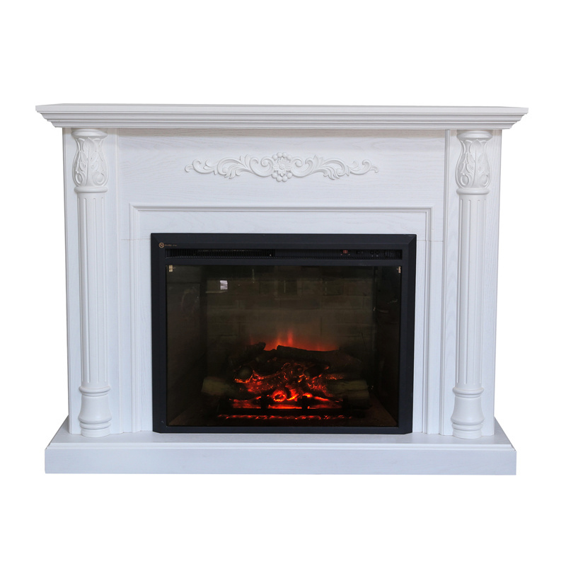 2023 Hot models Classic wooden fireplace  mantle 50-inch white electric fireplace Remote Control  Led Light Real Flame Effect