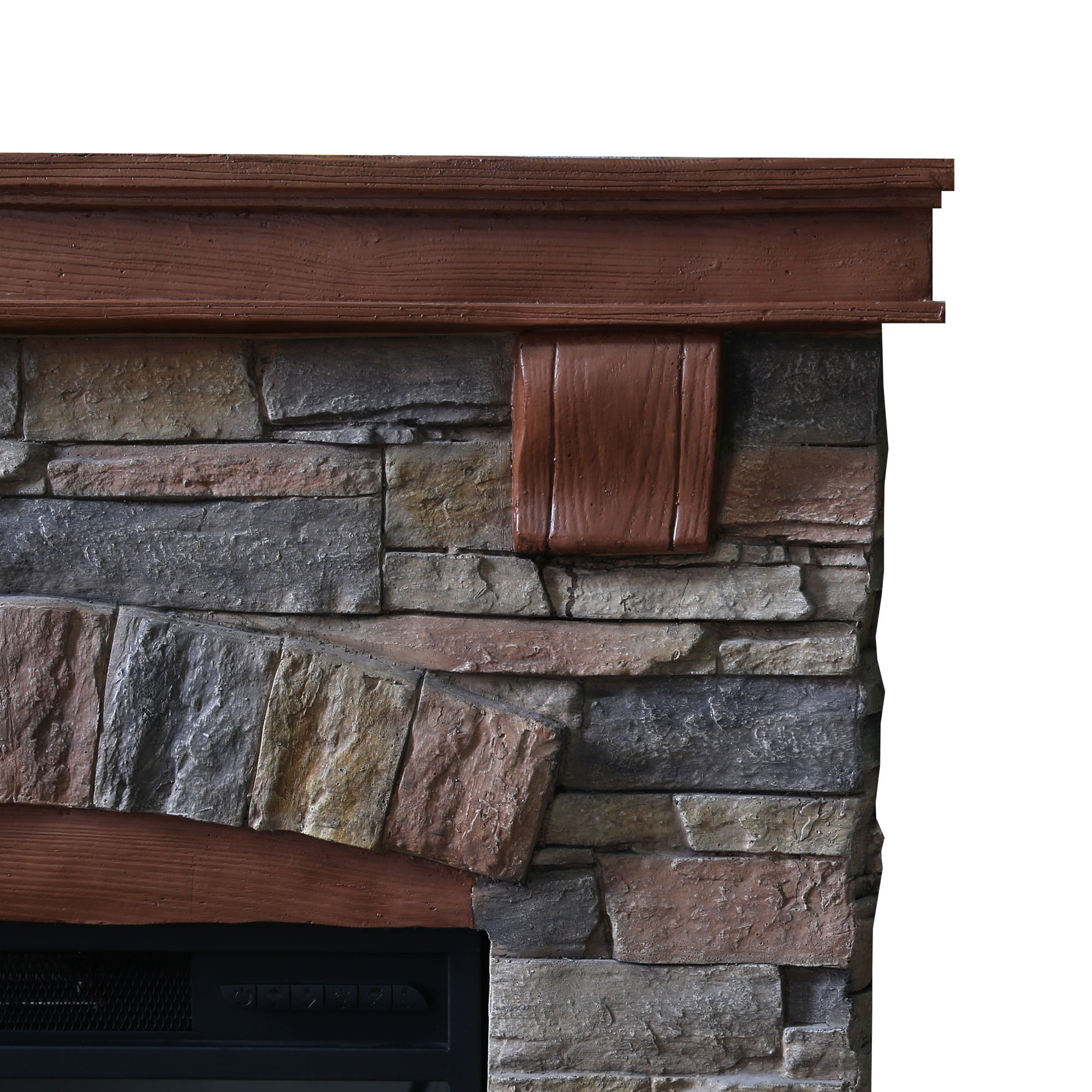 2023 classic grey MGO  fireplace heater solid wood combined with cultural stone electric fireplace mantle