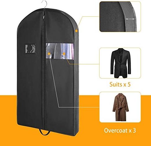 Wholesale Custom Logo Foldable Suit Cover With Handles Clear Pocket Non Woven Hanging Garment Bags for Travel