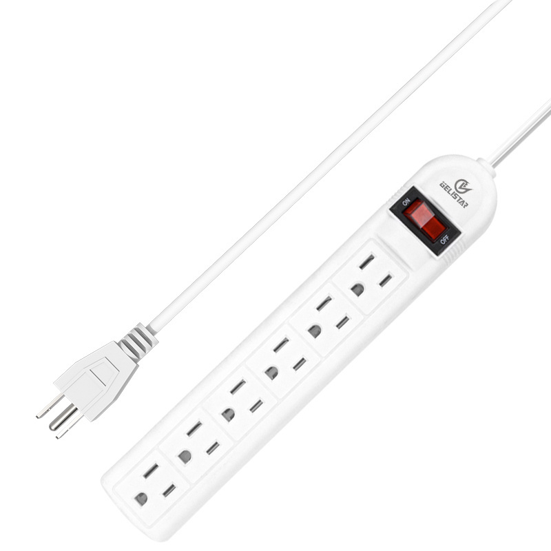 American standard white household safeguard 6 way extension socket electrical 1m cable multiple switch and plug power strip