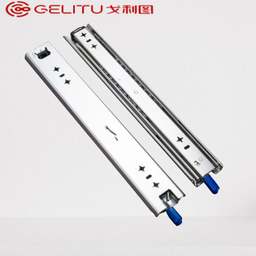 Gelitu 53mm drawer slide locking heavy duty full extension telescopic soft close ball bearing slide rail