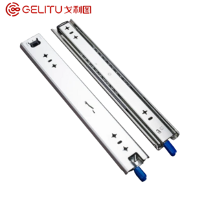 Gelitu 53mm drawer slide locking heavy duty full extension telescopic soft close ball bearing slide rail