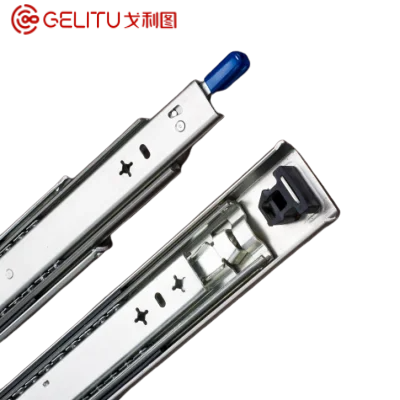 Gelitu 53mm drawer slide locking heavy duty full extension telescopic soft close ball bearing slide rail