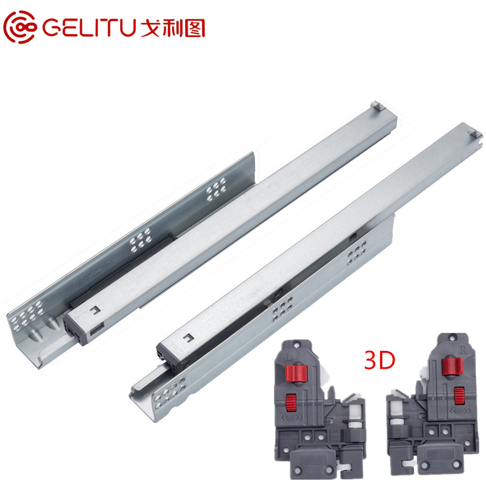 GELITU European Type Invisible Runners Adjustable Lock Device Drawer Slides Undermount