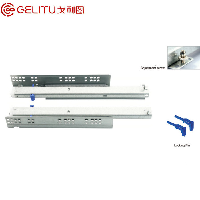 GELITU European Type Full Extension Under Mount Hardware Ball Bearing Buffer Cabinet Drawer Slide with handles